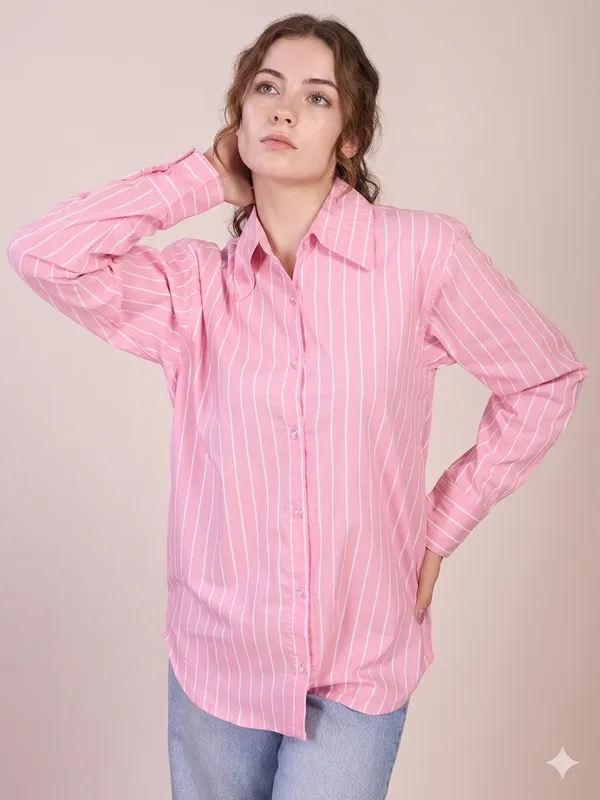 Pink_Cotton_Striped__Full_Sleeve_Casual_Shirt_For_Women