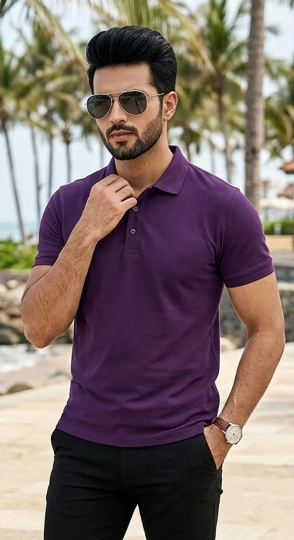 Purple_Pure_Cotton_Solid_Half_Sleeves_Casual_T-Shirt_For_Men