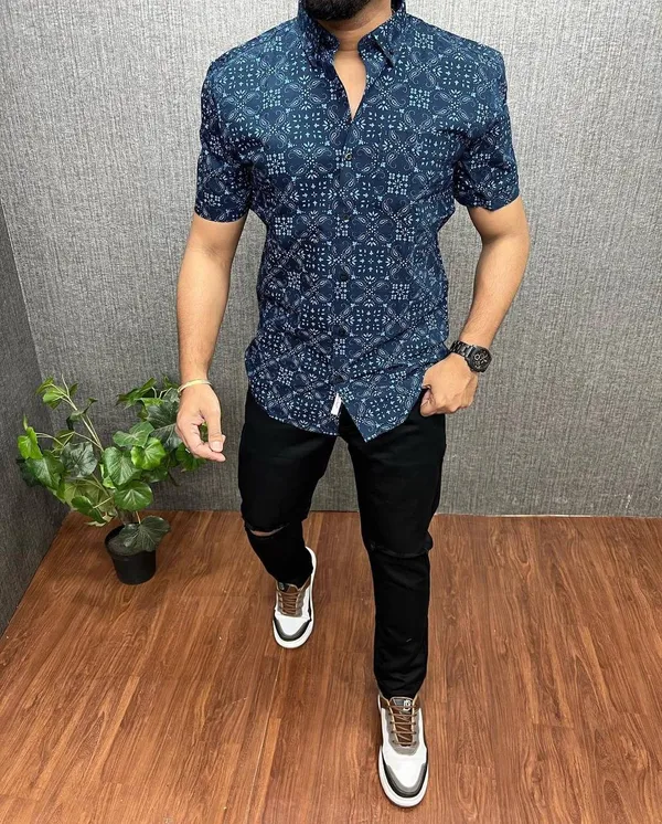 Blue_Cotton_Printed_Short_Sleeves_Casual_Shirt_For_Men
