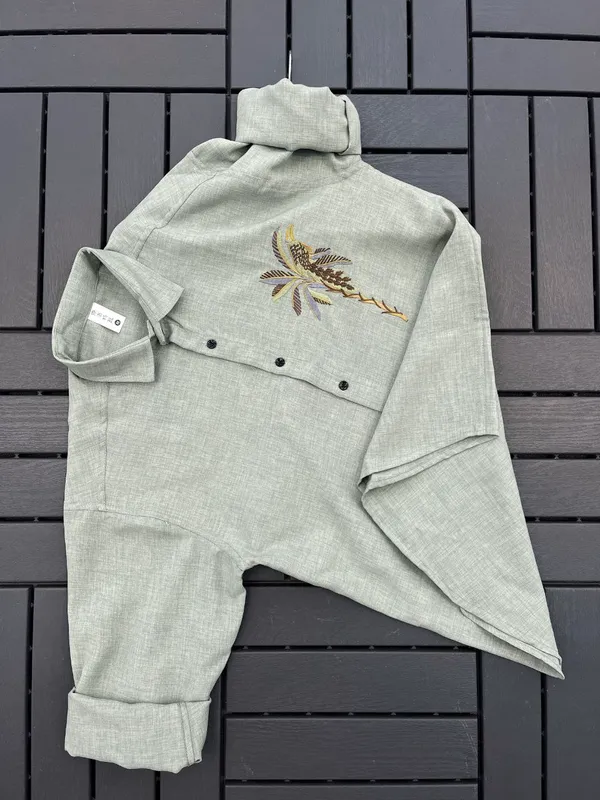 Green_Linen_Embroidered_Long_Sleeves_Casual_Shirt_For_Men
