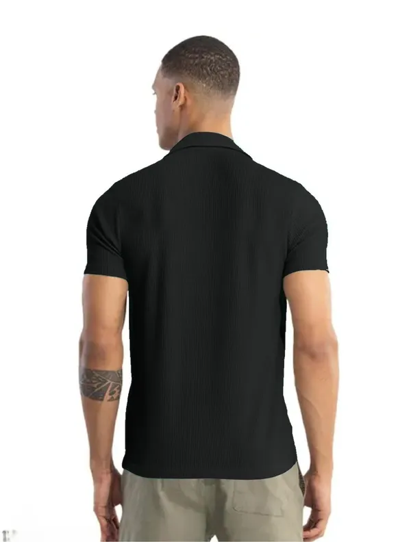 Black_Cotton_Self-Design_Short_Sleeves_Casual_Shirt_For_Men