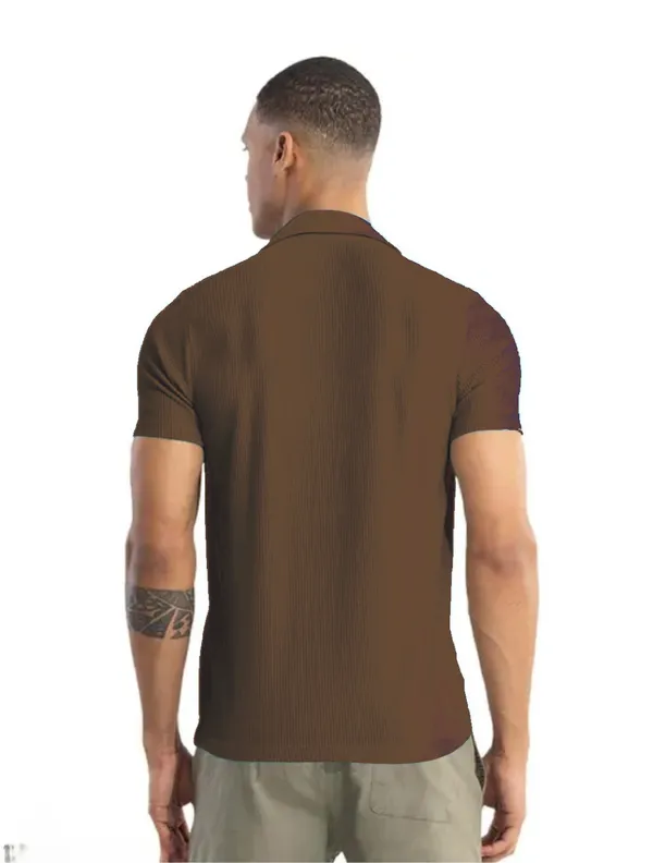 Brown_Cotton_Self-Design_Short_Sleeves_Casual_Shirt_For_Men