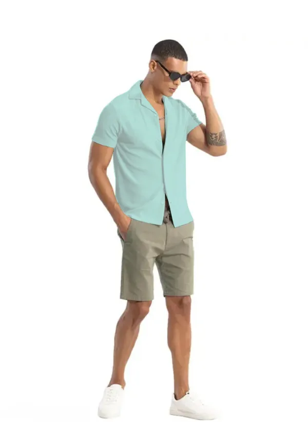 Mint_Green_Cotton_Self-Design_Short_Sleeves_Casual_Shirt_For_Men