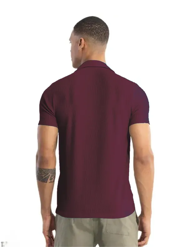 Maroon_Cotton_Self-Design_Short_Sleeves_Casual_Shirt_For_Men