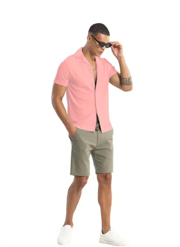 Pink_Cotton_Self-Design_Short_Sleeves_Casual_Shirt_For_Men