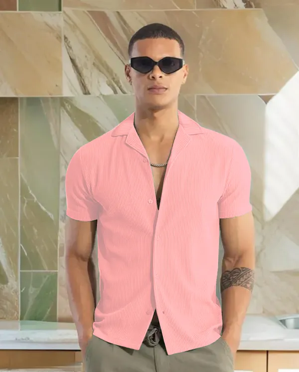 Pink_Cotton_Self-Design_Short_Sleeves_Casual_Shirt_For_Men