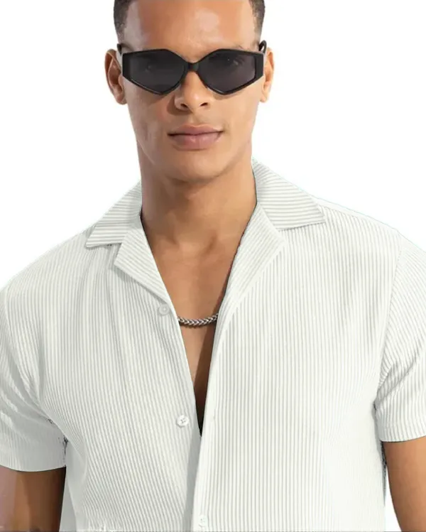 White_Cotton_Self-Design_Short_Sleeves_Casual_Shirt_For_Men
