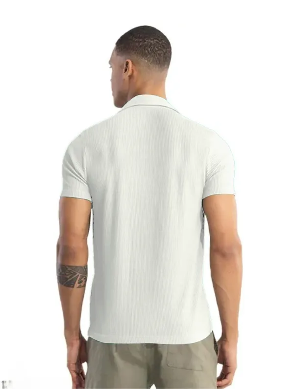White_Cotton_Self-Design_Short_Sleeves_Casual_Shirt_For_Men