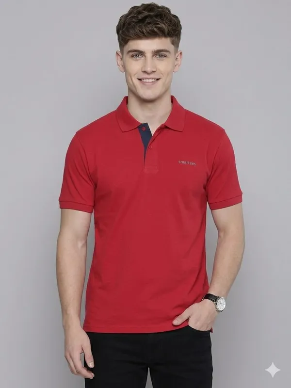 Red_Poly_Cotton_Solid_Half_Sleeves_Casual_T-Shirt_For_Men