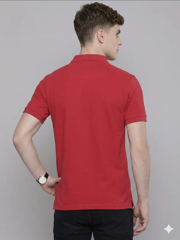 Red_Poly_Cotton_Solid_Half_Sleeves_Casual_T-Shirt_For_Men