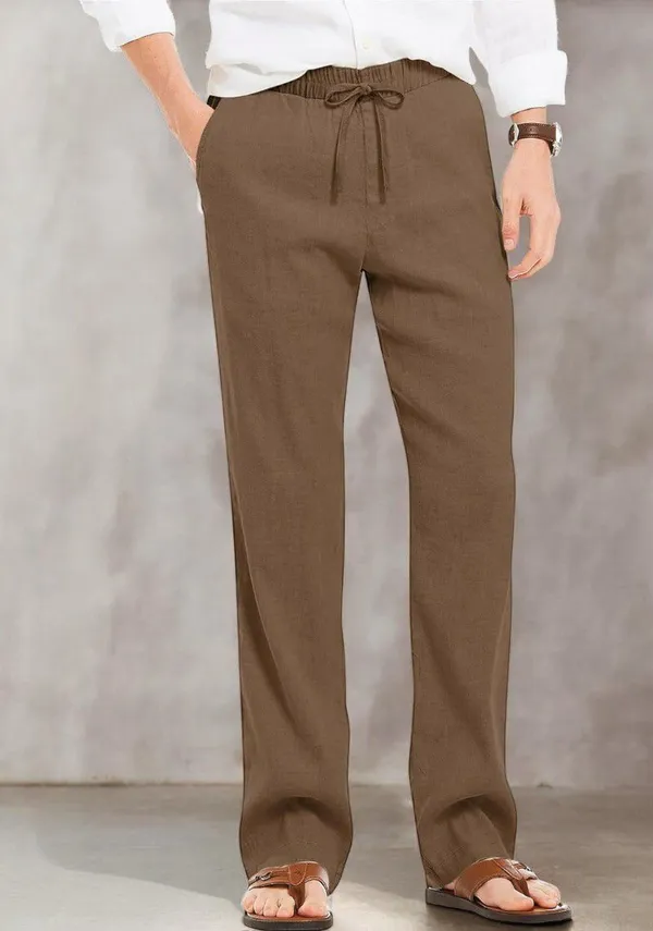 Brown_Linen_Solid_Mid_Rise_Casual_Trouser_For_Men