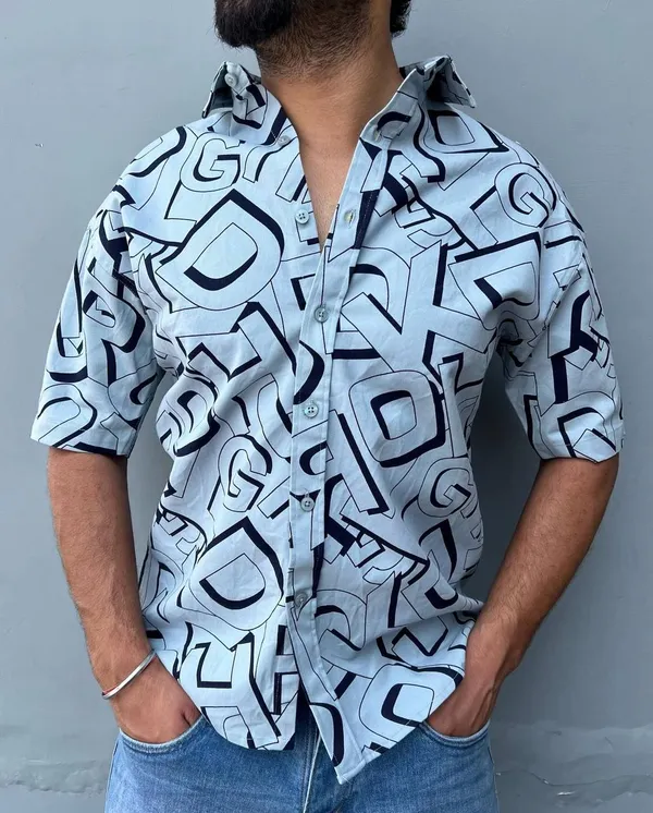 White_Cotton_Printed_Short_Sleeves_Casual_Shirt_For_Men