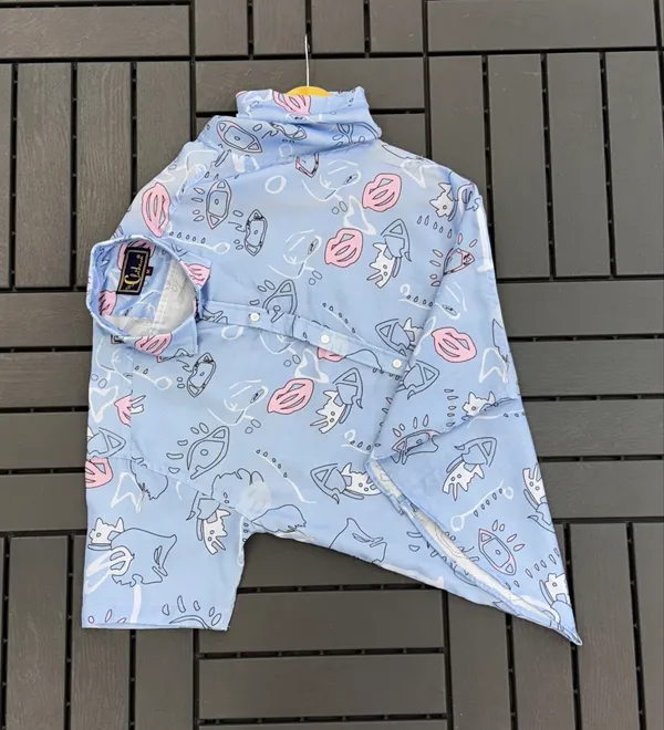 Sky_Blue_Cotton_Printed_Short_Sleeves_Casual_Shirt_For_Men
