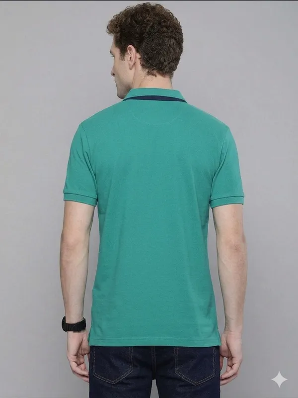 Sea_Green_Poly_Cotton_Solid_Half_Sleeves_Casual_T-Shirt_For_Men