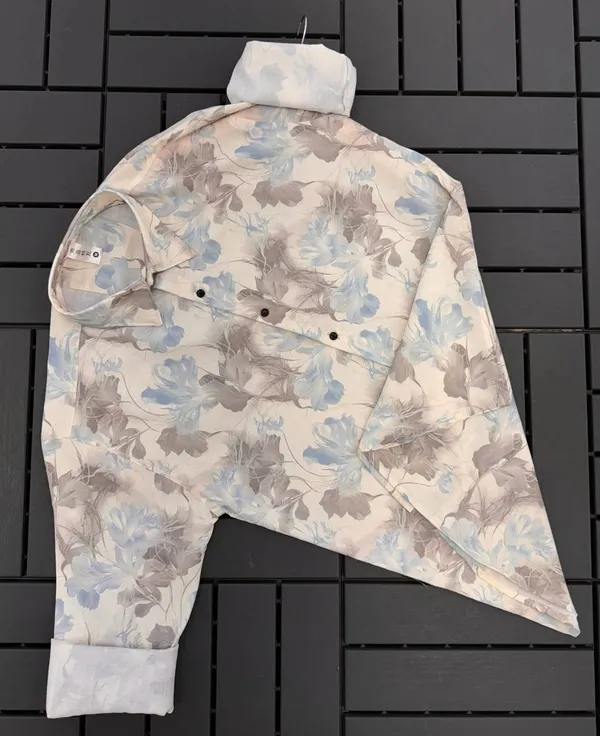 Cream__Cotton_Printed_Short_Sleeves_Casual_Shirt_For_Men