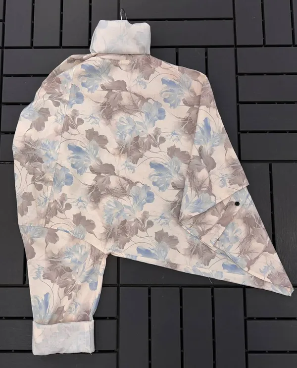 Cream__Cotton_Printed_Short_Sleeves_Casual_Shirt_For_Men
