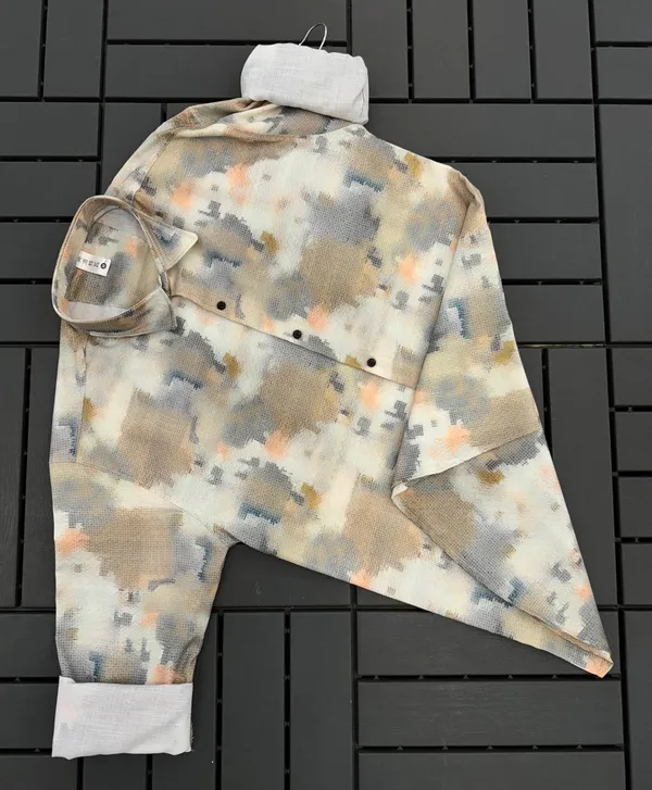Brown_Cotton_Printed_Short_Sleeves_Casual_Shirt_For_Men