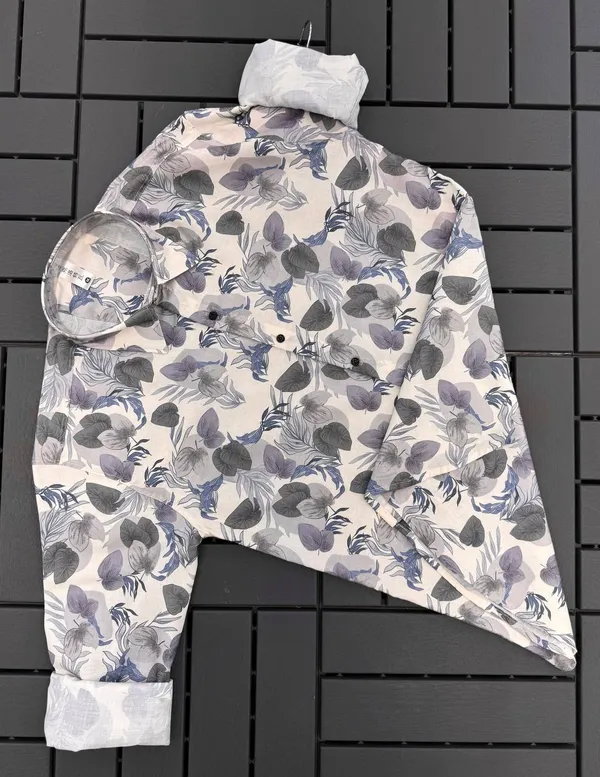 Cream_Cotton_Printed_Short_Sleeves_Casual_Shirt_For_Men