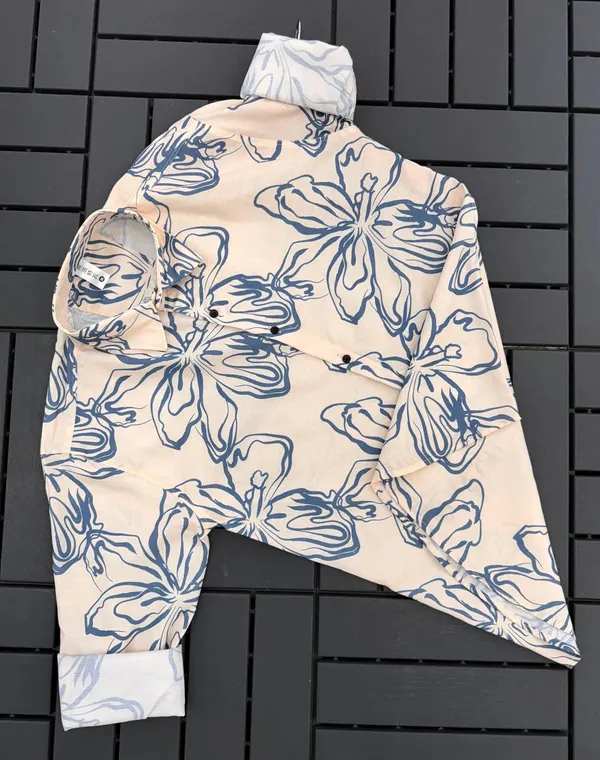 Cream_Cotton_Printed_Short_Sleeves_Casual_Shirt_For_Men