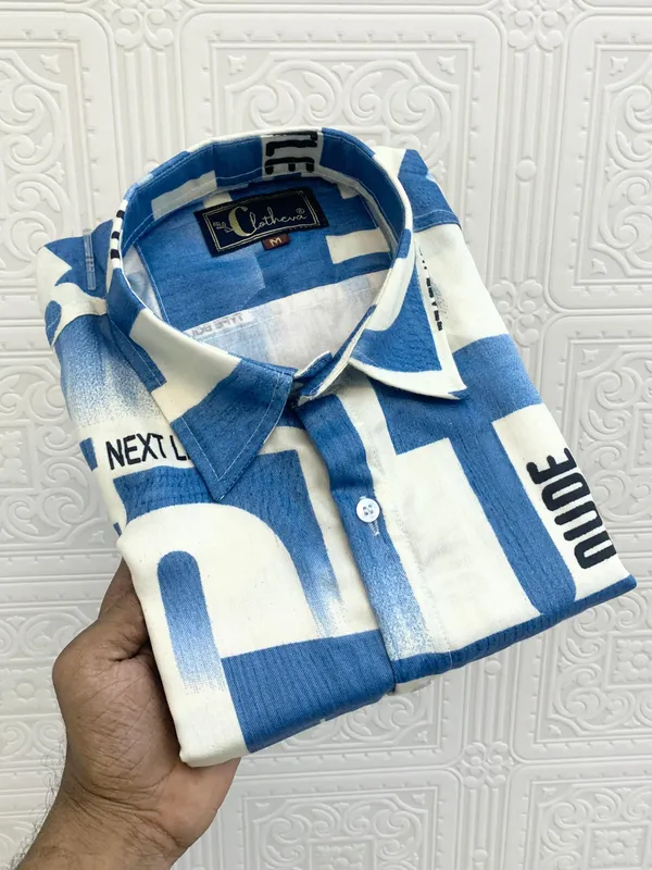 Blue_Cotton_Printed_Short_Sleeves_Casual_Shirt_For_Men