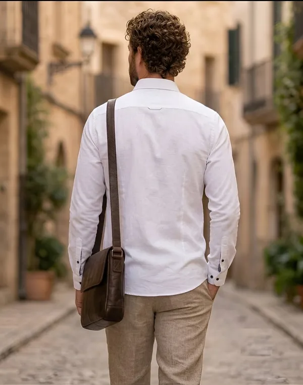 White_Cotton_Plain_Long_Sleeves_Casual_Shirt_For_Men