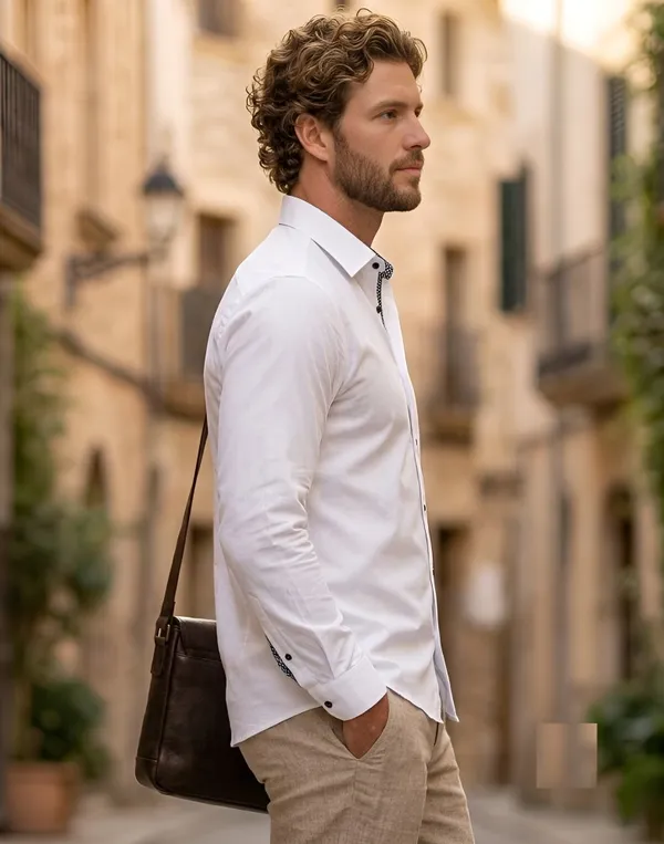 White_Cotton_Plain_Long_Sleeves_Casual_Shirt_For_Men