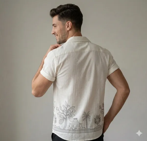 White_Linen_Embroidered_Full_Sleeves_Casual_Shirt_For_Men