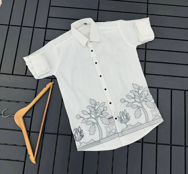 White_Linen_Embroidered_Full_Sleeves_Casual_Shirt_For_Men