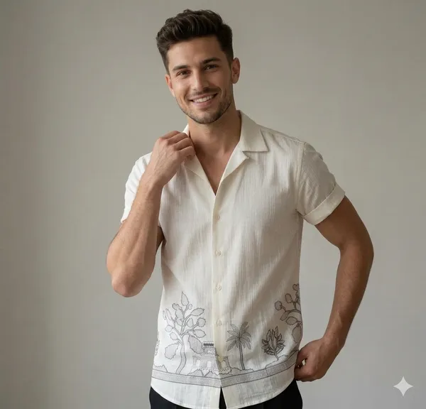 White_Linen_Embroidered_Full_Sleeves_Casual_Shirt_For_Men