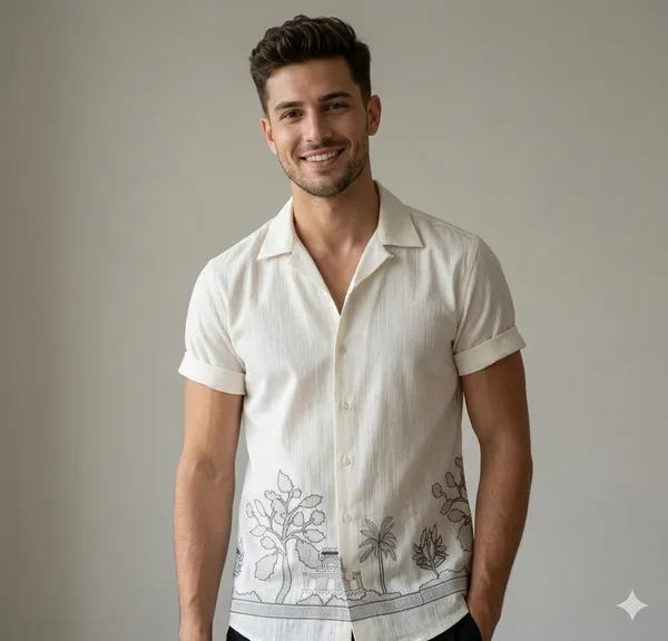 White_Linen_Embroidered_Full_Sleeves_Casual_Shirt_For_Men