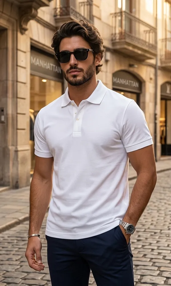 White_Pure_Cotton_Solid_Half_Sleeves_Casual_T-Shirt_For_Men