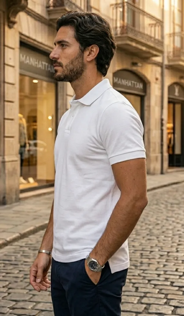 White_Pure_Cotton_Solid_Half_Sleeves_Casual_T-Shirt_For_Men