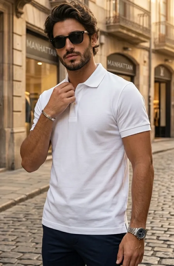 White_Pure_Cotton_Solid_Half_Sleeves_Casual_T-Shirt_For_Men