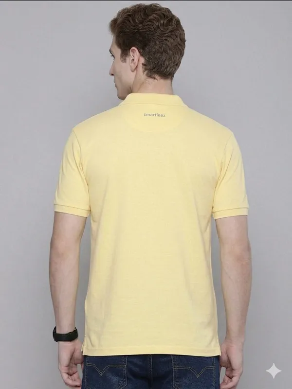 Yellow_Poly_Cotton_Solid_Half_Sleeves_Casual_T-Shirt_For_Men