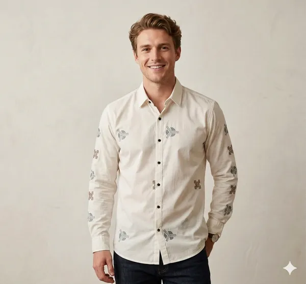 White_Cotton_Embroidered_Full_Sleeves_Casual_Shirt_For_Men