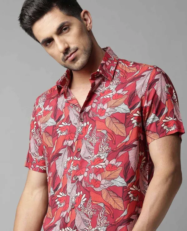 Red_Cotton_Printed_Short_Sleeves_Casual_Shirt_For_Men