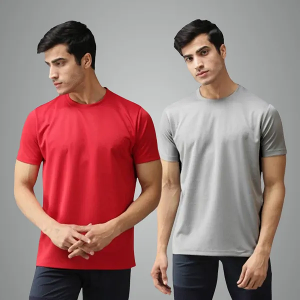 Red-Grey_Solid_Regular_Fit_Half_Sleeve_Round_Neck_Sports_T-Shirt_Dry_Fit_For_Men