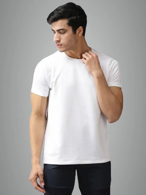 White_Solid_Regular_Fit_Half_Sleeve_Round_Neck_Sports_T-Shirt_Dry_Fit_For_Men