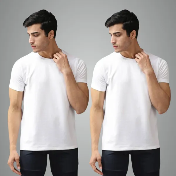 White_Solid_Regular_Fit_Half_Sleeve_Round_Neck_Sports_T-Shirt_Dry_Fit_For_Men