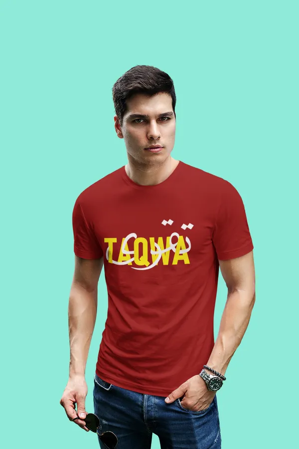 Taqwa_Printed_T-Shirt_|_Casual_Half_Sleeve_Round_Neck_T-Shirt_|_100%_Cotton_|_Red