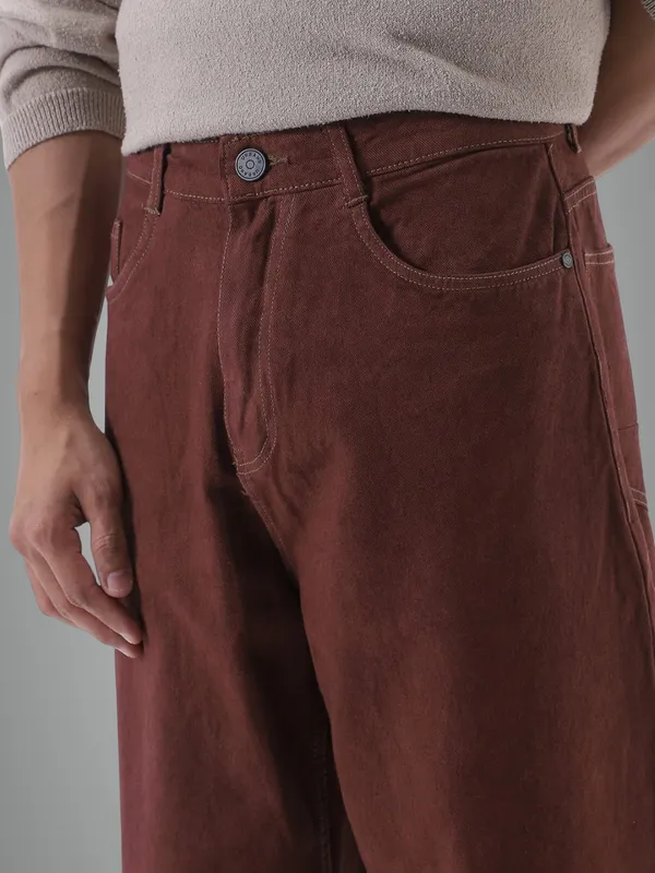 Wine_Brown_Baggy_Jeans_For_Men