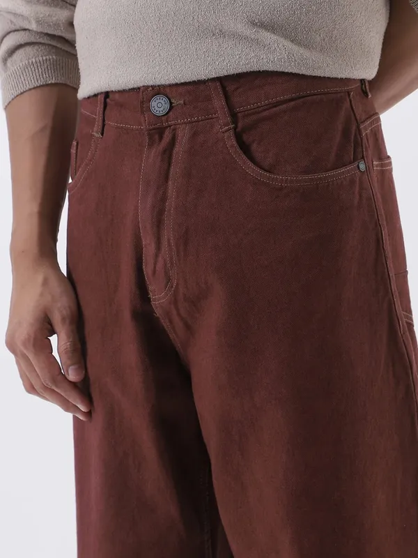 Wine_Brown_Baggy_Jeans_For_Men