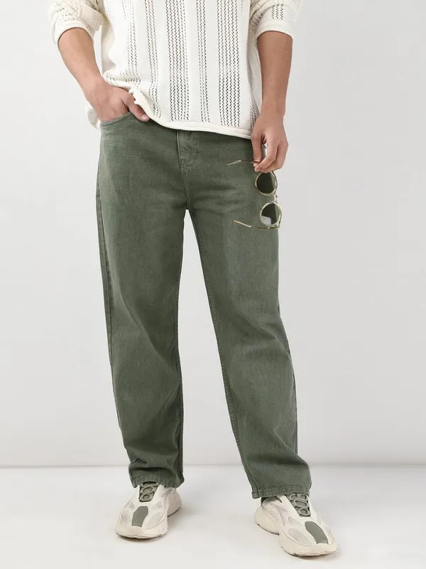 Olive_Green_Baggy_Jeans_For_Men