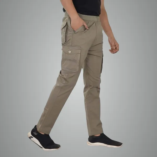 Khaki_Cotton_Cargo_Bottom_Pant_For_Men