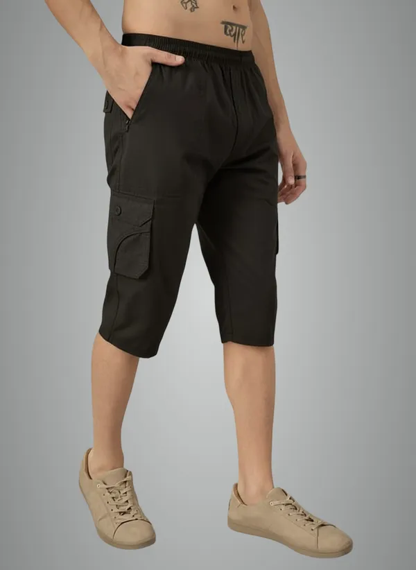 Black_Cotton_Capri_3/4_For_Men