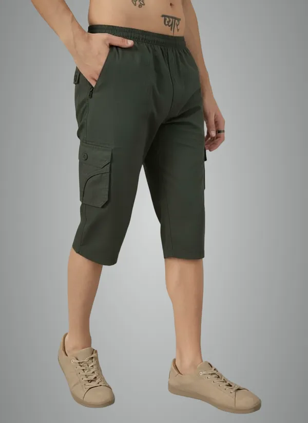 Dark_Green_Otton_Capri_3/4_For_Men
