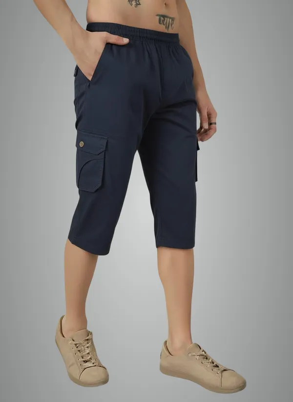Navy_Blue_Ciotton_Capri_3/4_For_Men