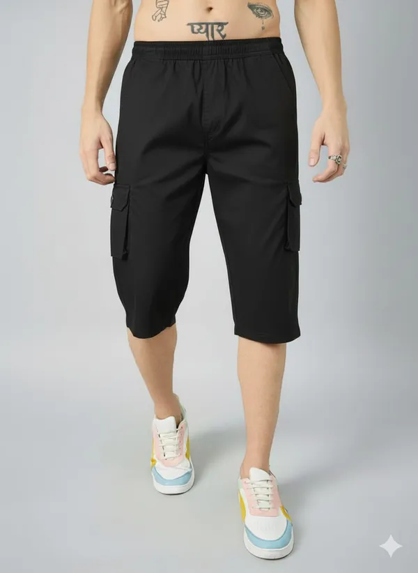 Black_Cotton_Capri_3/4_For_Men