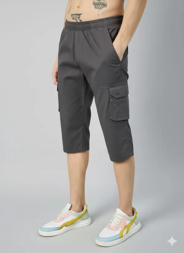 Dark_Grey_Cotton_Capri_3/4_For_Men