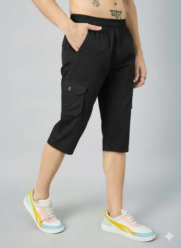Black_Cotton_Capri_3/4_For_Men